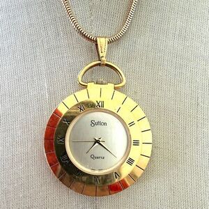 Vintage Sutton Quartz Pendant Watch Necklace